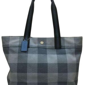 Coach Buffalo Plaid Canvas Tote Bag